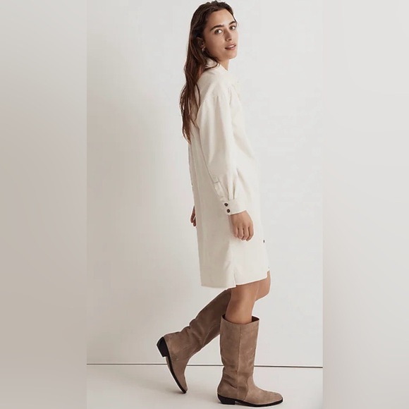 MADEWELL Mini Shirtdress, Corduroy, White/Cream, XXS - Picture 3 of 13